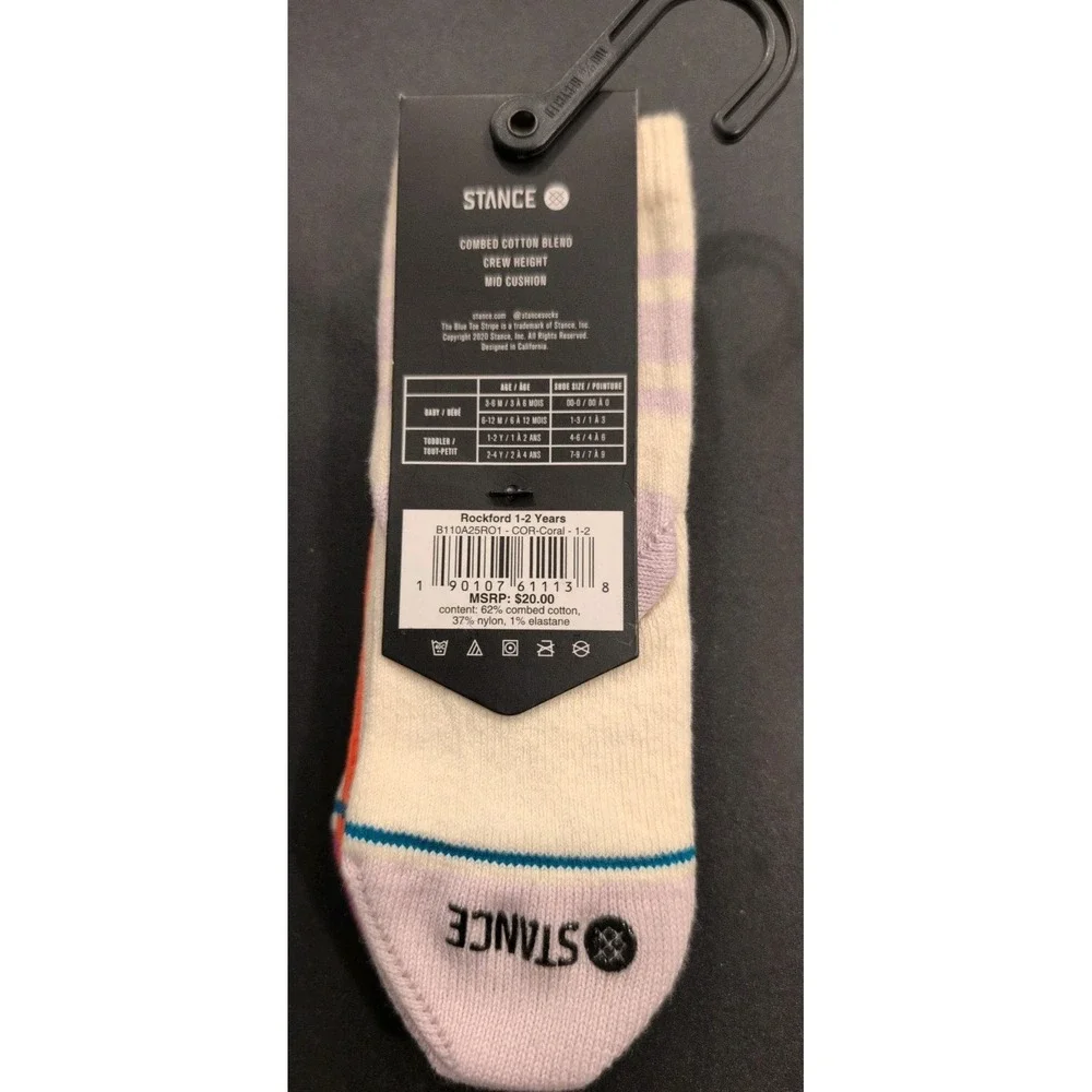 Stance Toddler Socks-Rockford Crew Casual 1-2 Years 3 Pair Pack